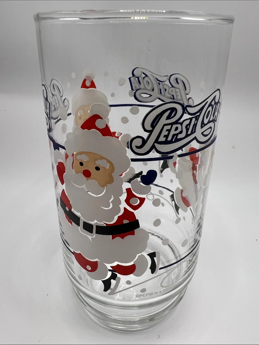 Pepsi-Cola Santa Holiday Glass - Red and White